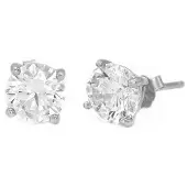 Karma Oorbellen Round Zirconia 8 mm Zilver