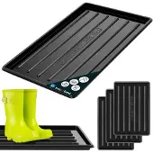 KOTARBAU 3 stuks Schoenenlekbak, Lekbak Schoenen, Kunststof, 45 x 30 cm, Zwart, Schoenendruipbak, Schoenmat, Laarzen Afdruipmat, Lekbak voor Natte Schoenen, Schoenafdruipbak, Schoenenschaal