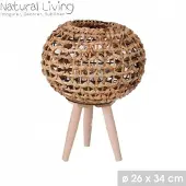 Natural Living "" LANTAARN EKLA IN ROTAN MET HOUTEN VOET D26CM x H34CM