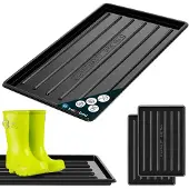 KOTARBAU 2 stuks Schoenenlekbak, Lekbak Schoenen, Kunststof, 45 x 30 cm, Zwart, Schoenendruipbak, Schoenmat, Laarzen Afdruipmat, Lekbak voor Natte Schoenen, Schoenafdruipbak, Schoenenschaal