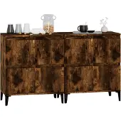 vidaXL Dressoirs 2 st 60x35x70 cm bewerkt hout gerookt eikenkleurig