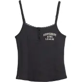 Superdry Athletic Essentials Camitop met Knopen en Print Donkergrijs Grootte: 40