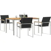 vidaXL Tuin Eettafel Set 5 st Massief acaciahout en roestvrij staal