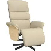vidaXL Fauteuil verstelbaar met voetensteun stof crèmekleurig
