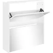 vidaXL Schoenenkast met spiegel 2-laags 63x17x67 cm hoogglans wit