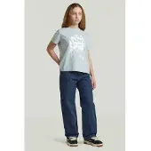 G-Star T-shirt lichtblauw Meisjes Katoen Ronde hals Printopdruk - maat 176