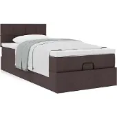 vidaXL Bed met matras 90x200 cm stof donkerbruin