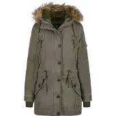 Brandit Winterparka 'Emma' karamel / olijfgroen