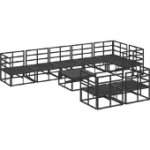 vidaXL Tuinset met 9 zitplaatsen, zwart, aluminium