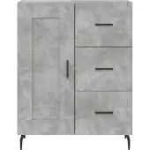 vidaXL Hoge kast 69,5x34x180 cm bewerkt hout betongrijs