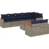 vidaXL 9-delige loungeset voor de tuin met kussens, grijs, kunststof vlechtwerk