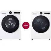 LG 9kg Wasmachine Wit + 9kg Warmtepompdroger Wit - F4WX859Y.RT90X8