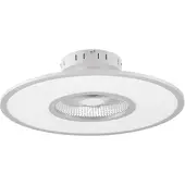LINDBY LED plafondventilator Romea, rond, DC, stil, 60 cm dimbaar, alu / grijs / zink, Woon-/ Eetkamer, Kunststof, Modern