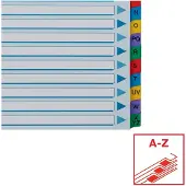 Esselte Mylar Index 100166 A4 Met versterkte tabs Veelkleurig 20 Tabs 11-gaats 160 g/m² Karton A tot Z
