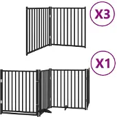 vidaXL Hondenhek inklapbaar 10 panelen 800 cm populierenhout zwart