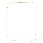 Maxaro Diamond Inloopdouche | 90x90 cm Glanzend lichtgoud Helder glas 2 vaste wanden