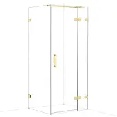 Maxaro Diamond Douchecabine | 90x80 cm Glanzend lichtgoud Helder glas Draaideur Rechthoek