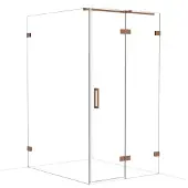 Maxaro Diamond Douchecabine | 140x110 cm Glanzend koper Helder glas Draaideur Rechthoek