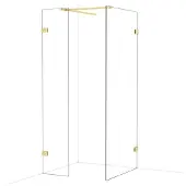 Maxaro Diamond Inloopdouche | 90x40 cm Glanzend lichtgoud Helder glas 2 vaste wanden