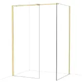 Maxaro Diamond Inloopdouche | 100x90 cm Glanzend lichtgoud Helder glas 2 vaste wanden