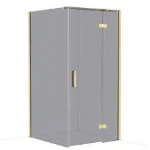 Maxaro Diamond Douchecabine | 110x100 cm Glanzend lichtgoud Rookglas Draaideur Rechthoek