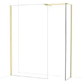 Maxaro Diamond Inloopdouche | 120x50 cm Glanzend lichtgoud Helder glas 2 vaste wanden