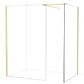 Maxaro Diamond Inloopdouche | 130x120 cm Glanzend lichtgoud Helder glas 2 vaste wanden