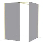 Maxaro Diamond Inloopdouche | 140x100 cm Glanzend lichtgoud Rookglas 2 vaste wanden