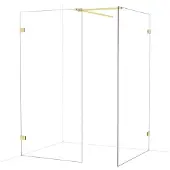 Maxaro Diamond Inloopdouche | 120x100 cm Glanzend lichtgoud Helder glas 2 vaste wanden