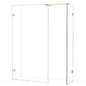 Maxaro Diamond Inloopdouche | 110x50 cm Glanzend lichtgoud Helder glas 2 vaste wanden