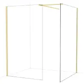 Maxaro Diamond Inloopdouche | 140x120 cm Glanzend lichtgoud Helder glas 2 vaste wanden