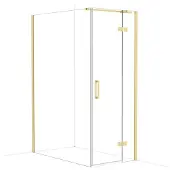 Maxaro Diamond Douchecabine | 140x80 cm Glanzend lichtgoud Helder glas Draaideur Rechthoek