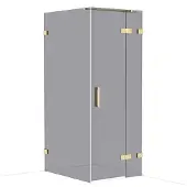 Maxaro Diamond Douchecabine | 100x80 cm Glanzend lichtgoud Rookglas Draaideur Rechthoek