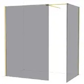 Maxaro Diamond Inloopdouche | 140x110 cm Glanzend lichtgoud Rookglas 2 vaste wanden