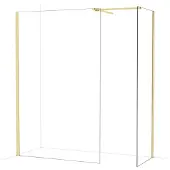 Maxaro Diamond Inloopdouche | 130x70 cm Glanzend lichtgoud Helder glas 2 vaste wanden