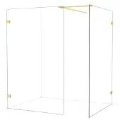 Maxaro Diamond Inloopdouche | 140x130 cm Glanzend lichtgoud Helder glas 2 vaste wanden