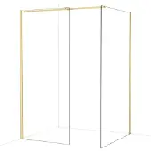 Maxaro Diamond Inloopdouche | 120x90 cm Glanzend lichtgoud Helder glas 2 vaste wanden