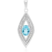 Cavill - Zilveren Hanger - 925 Sterling Zilver Gerhodineerd - Blauwe Apatiet 1.02 ct Ovaal - 22 Zirkonia 0.27 ct - Elegant Blauw