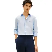 Tommy Hilfiger Heren Hemden Pigment Dyed Li Solid Rf Shirt - Lichtblauw - Maat XXL