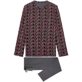 Hom Pyjama lang ' Long Sleepwear Westgate ' grijs / rood