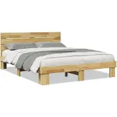 vidaXL Bedframe hoofdeinde zonder matras 135x190 cm massief hout eiken