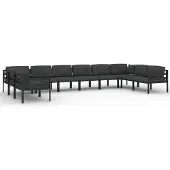 vidaXL 9-delige Loungeset met kussens aluminium antracietkleurig