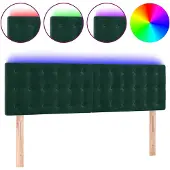 vidaXL Hoofdbord LED 144x5x78/88 cm fluweel donkergroen