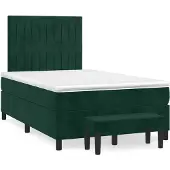 vidaXL Boxspring met matras fluweel donkergroen 120x200 cm