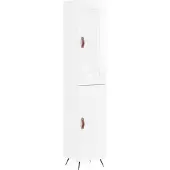 vidaXL Hoge kast 34,5x34x180 cm bewerkt hout hoogglans wit