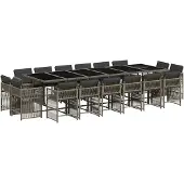 vidaXL 17-delige Tuinset met kussens poly rattan grijs