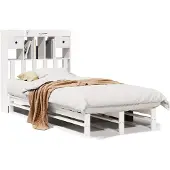 vidaXL Bed met boekenkast zonder matras grenenhout wit 90x200 cm