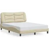 vidaXL Bedframe zonder matras "Hvar" 120x200 cm stof crèmekleurig