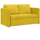 vidaXL Slaapbank vloermodel 2-in-1 122x204x55 cm fluweel donkergeel