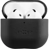 FIXED PodsLeather AirPods 4 Hoesje – Echt Lederen Beschermhoes – 360° Bescherming – Zwart